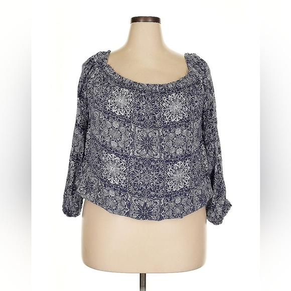 Tommy Hilfiger Blue Printed Rayon Top Size 2X - Picture 2 of 8